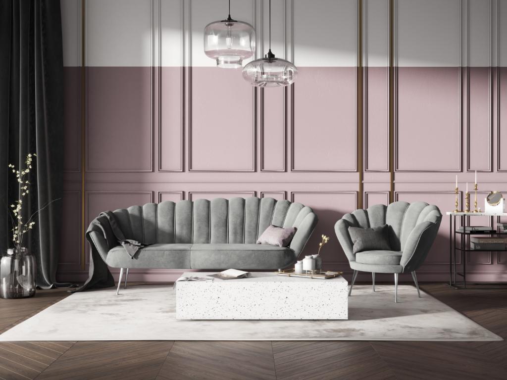 Fauteuil d'appoint en velours anthracite, 98 x 78 x 76 cm