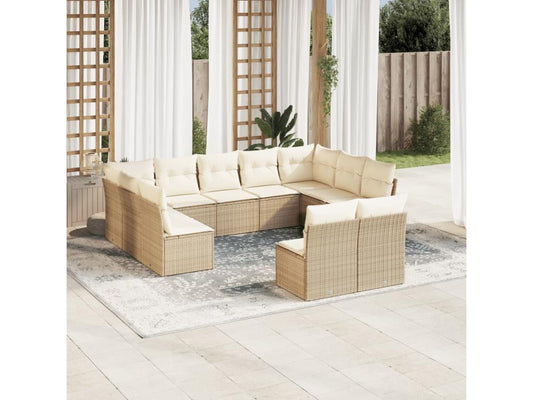 Ensemble de mobilier de jardin en résine tressée beige