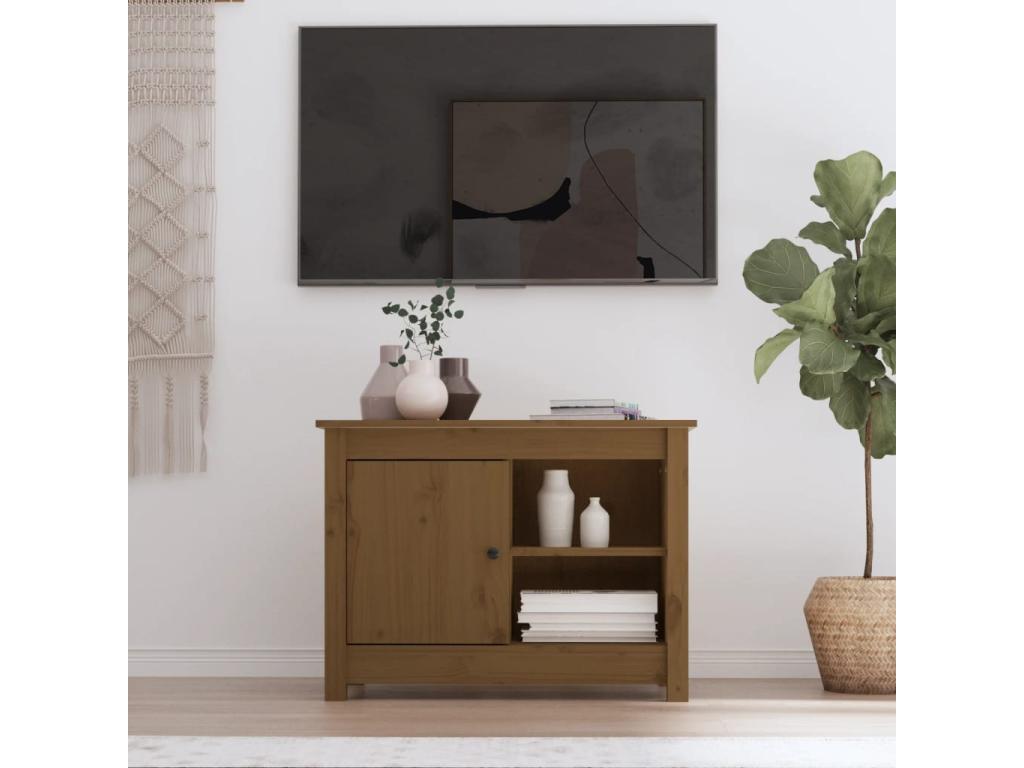 Meuble TV en pin brun, 70 x 36,5 x 52 cm
