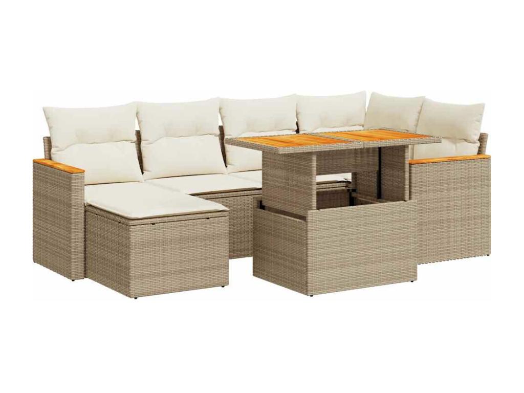 Ensemble de mobilier de jardin en résine tressée beige