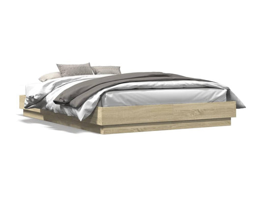 Cadre de lit en bois d'ingénierie naturel, 150 x 200 cm