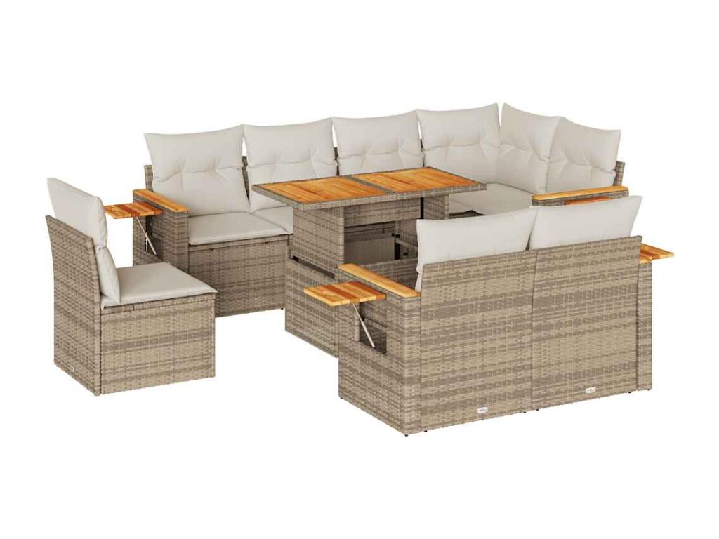 Ensemble de mobilier de jardin en résine tressée beige