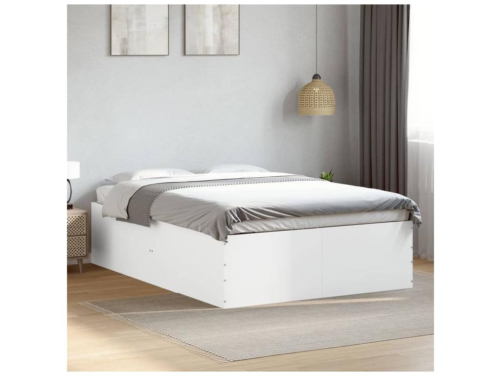 Cadre de lit en bois d'ingénierie blanc, 140 x 200 cm