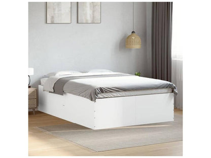 Cadre de lit en bois d'ingénierie blanc, 140 x 200 cm