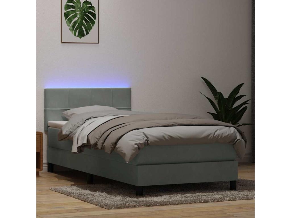 Matelas en velours gris, 80 x 220 cm