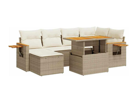 Ensemble de mobilier de jardin en résine tressée beige