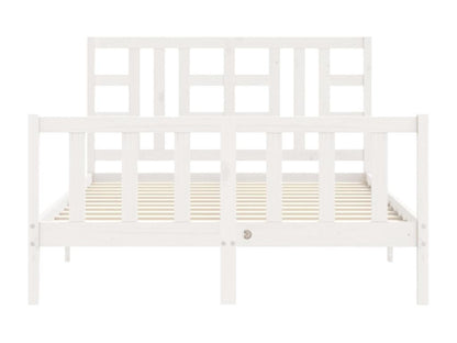 Cadre de lit en bois massif blanc