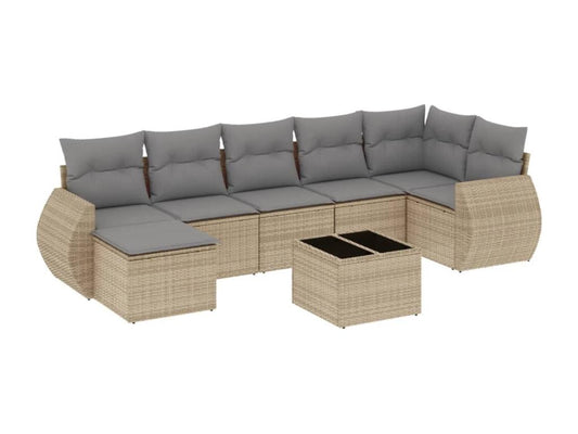 Ensemble de mobilier de jardin en résine tressée beige