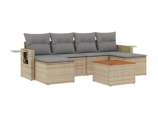 Ensemble de mobilier de jardin en résine tressée beige