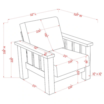 Fauteuil d'appoint rembourré en lin et chêne rustique Jimo de Furniture of America