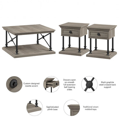 Table basse carrée Coliseum avec tables d'appoint de Bush Furniture
