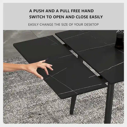 Ensemble de salle à manger extensible 7 pièces (de 62,9 pouces à 94,4 pouces) avec plateau en pierre frittée et 6 chaises