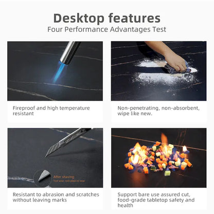 Ensemble de salle à manger extensible 7 pièces (de 62,9 pouces à 94,4 pouces) avec plateau en pierre frittée et 6 chaises