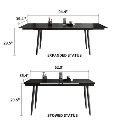 Ensemble de salle à manger extensible 7 pièces (de 62,9 pouces à 94,4 pouces) avec plateau en pierre frittée et 6 chaises