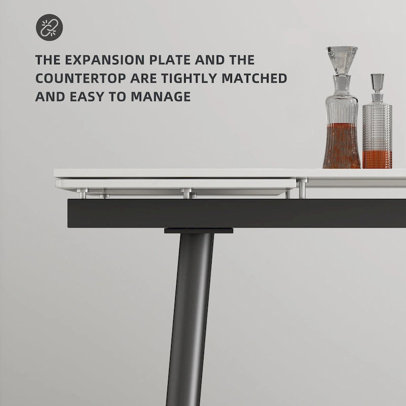 Ensemble de salle à manger extensible 7 pièces (de 62,9 pouces à 94,4 pouces) avec plateau en pierre frittée et 6 chaises