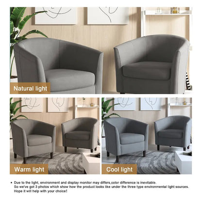 Ensemble de 2 fauteuils d'appoint modernes en lin, style tonneau, avec accoudoirs club