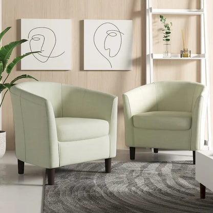 Ensemble de 2 fauteuils d'appoint modernes en lin, style tonneau, avec accoudoirs club