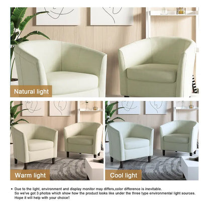 Ensemble de 2 fauteuils d'appoint modernes en lin, style tonneau, avec accoudoirs club