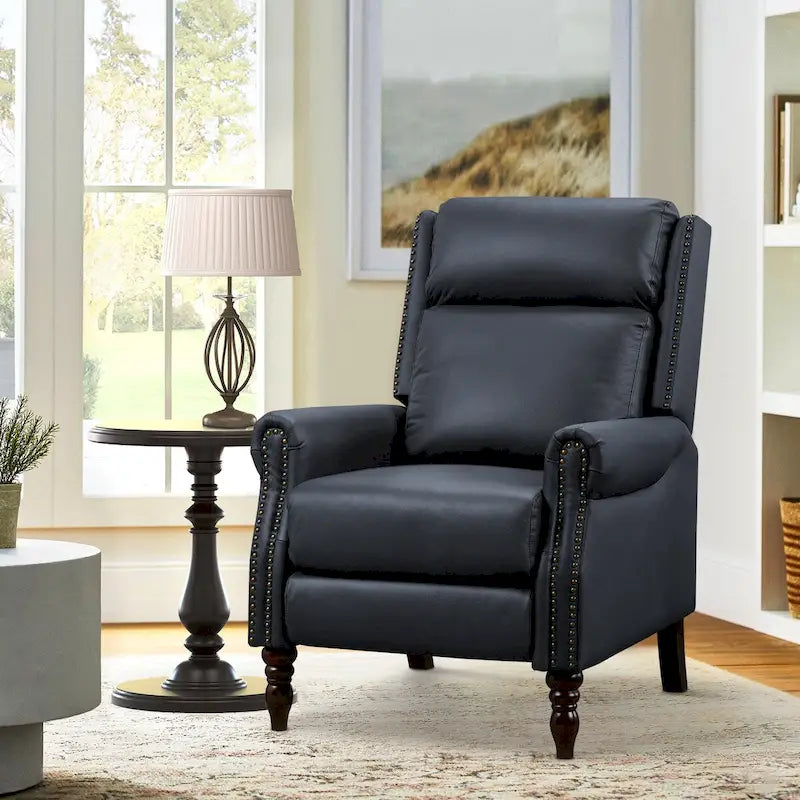 Fauteuil inclinable réglable COZYMAN en cuir véritable avec accoudoirs confortables pour salon