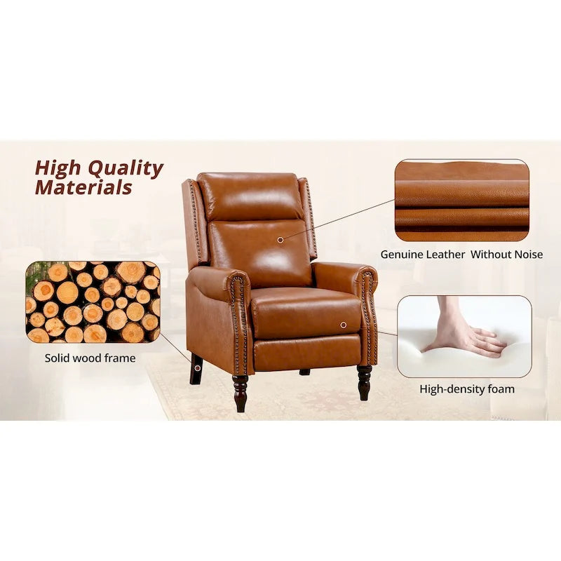 Fauteuil inclinable réglable COZYMAN en cuir véritable avec accoudoirs confortables pour salon