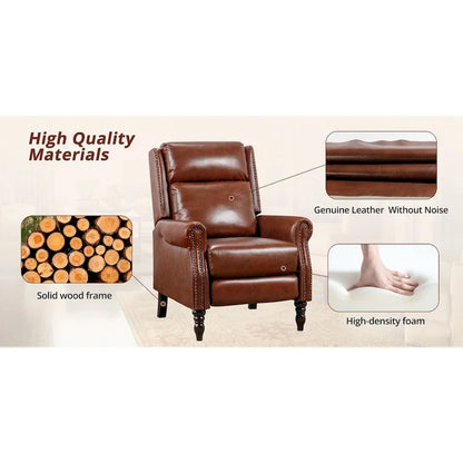 Fauteuil inclinable réglable COZYMAN en cuir véritable avec accoudoirs confortables pour salon