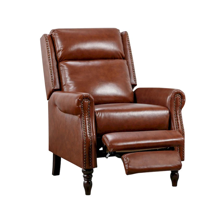 Fauteuil inclinable réglable COZYMAN en cuir véritable avec accoudoirs confortables pour salon