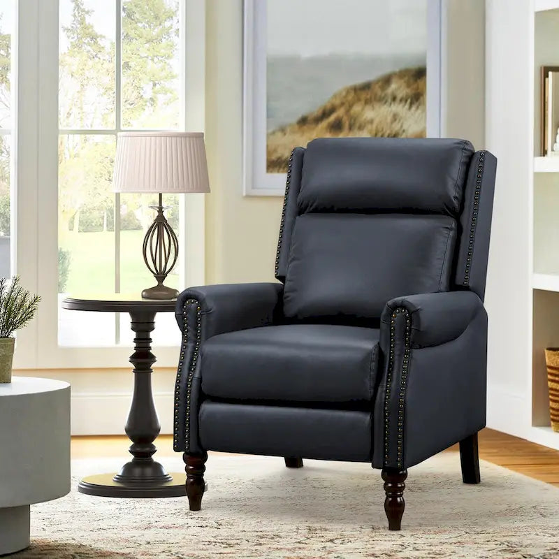 Fauteuil inclinable réglable COZYMAN en cuir véritable avec accoudoirs confortables pour salon