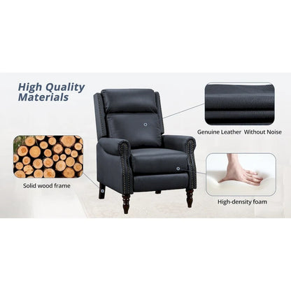 Fauteuil inclinable réglable COZYMAN en cuir véritable avec accoudoirs confortables pour salon