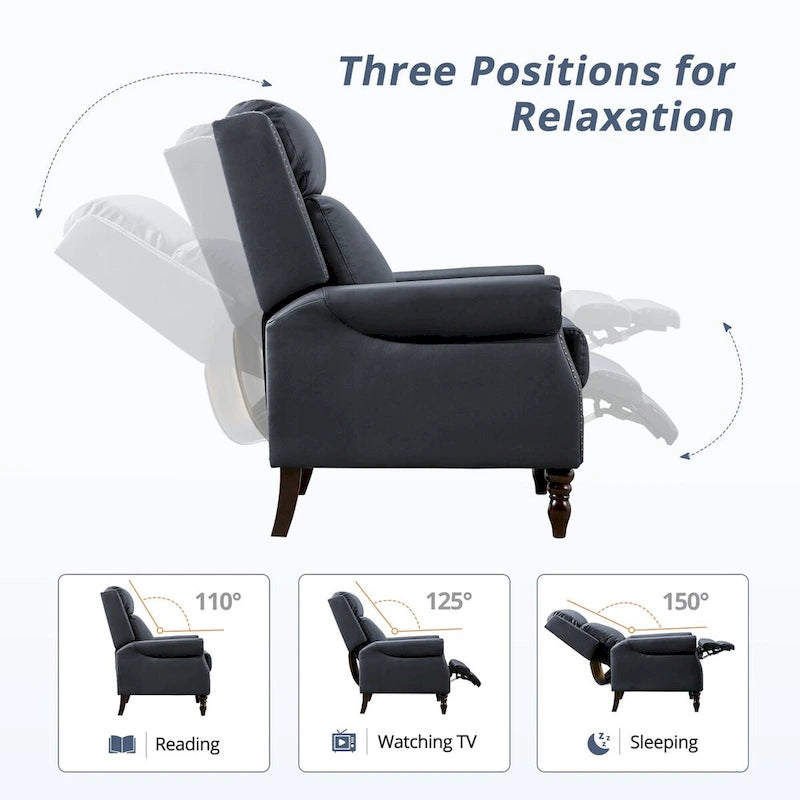 Fauteuil inclinable réglable COZYMAN en cuir véritable avec accoudoirs confortables pour salon
