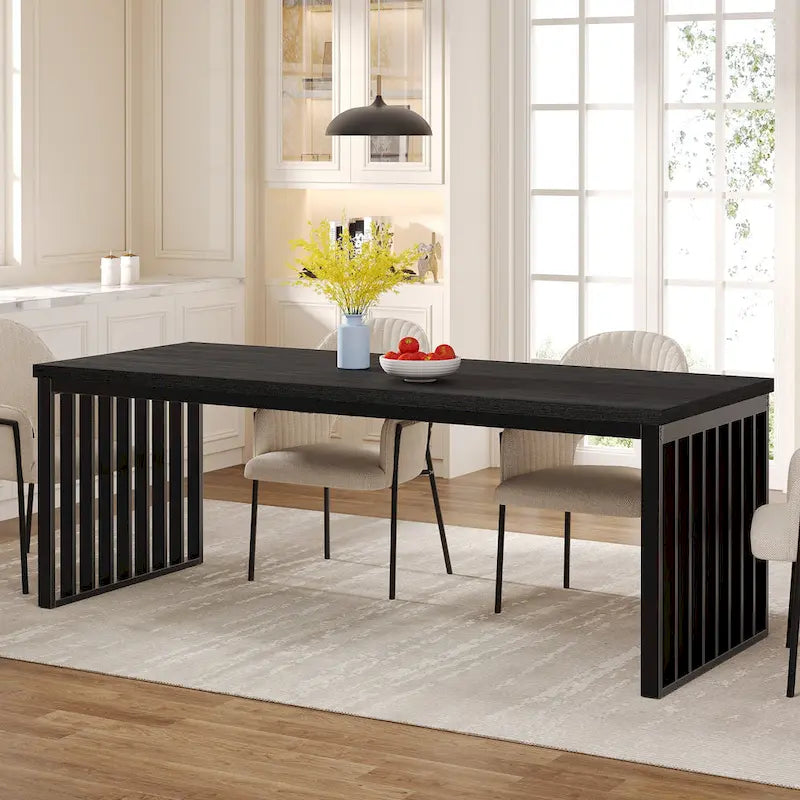 Table de salle à manger en bois de 200 cm (78,7 pouces) pour 6 à 8 personnes.