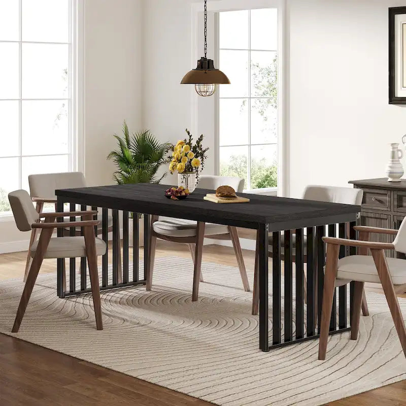 Table de salle à manger en bois de 200 cm (78,7 pouces) pour 6 à 8 personnes.