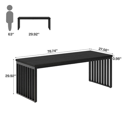 Table de salle à manger en bois de 200 cm (78,7 pouces) pour 6 à 8 personnes.