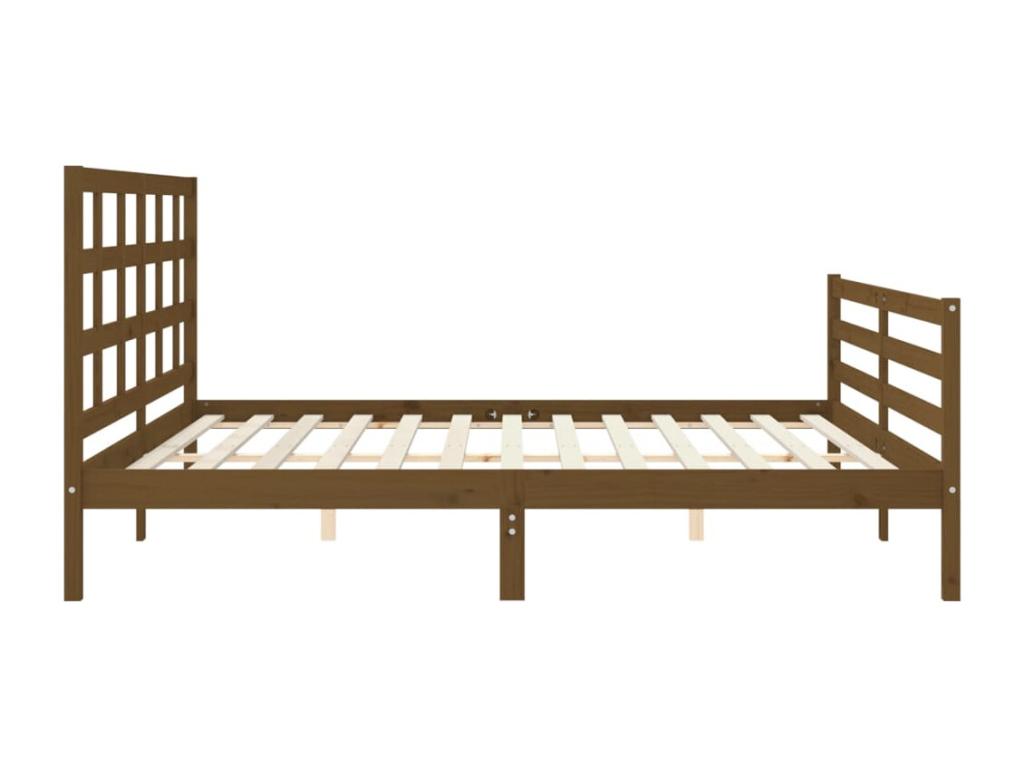 Cadre de lit en bois massif marron, 200 x 200 cm
