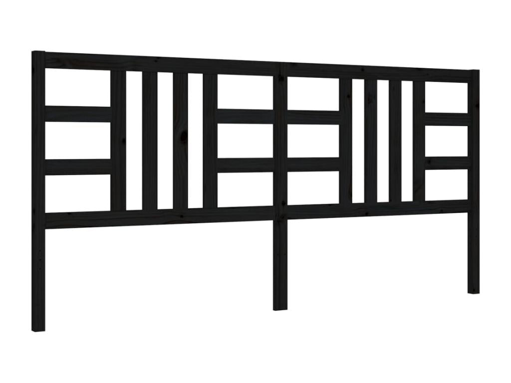 Cadre de lit en bois massif noir, 200 x 200 cm