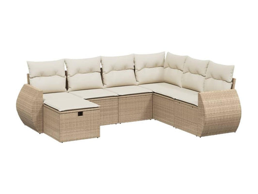 Ensemble de mobilier de jardin en résine tressée beige