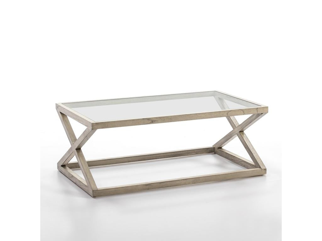 Table basse en bois massif gris