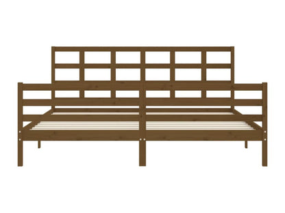 Cadre de lit en bois massif marron, 200 x 200 cm
