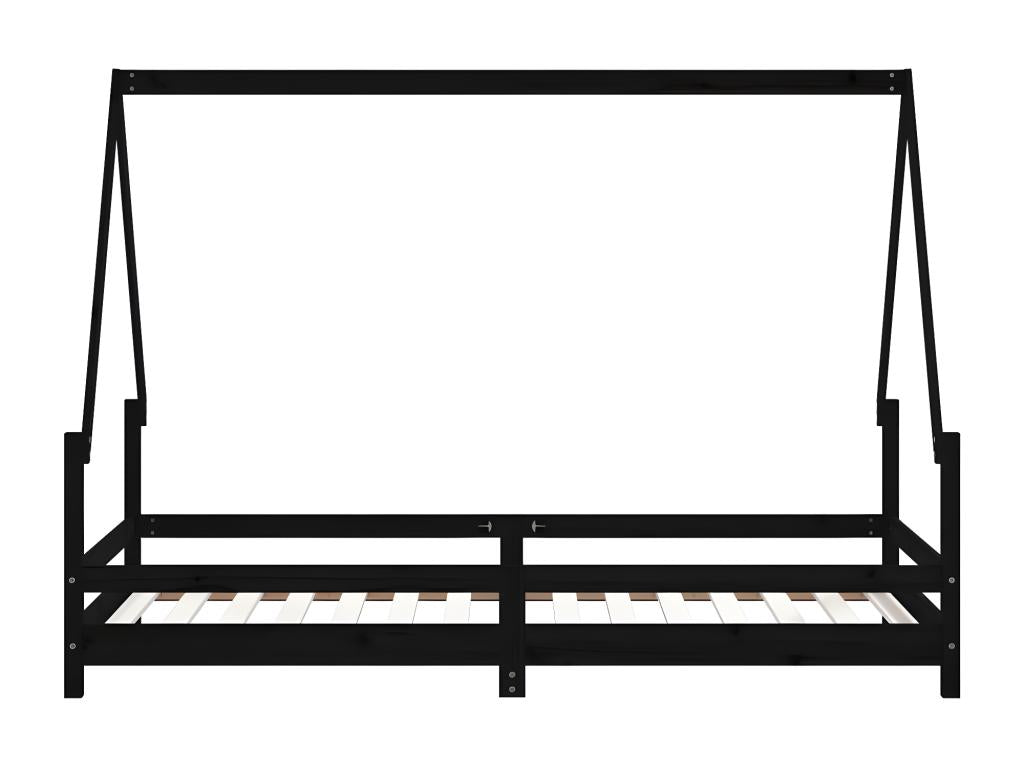 Cadre de lit en pin noir, 90 x 190 cm