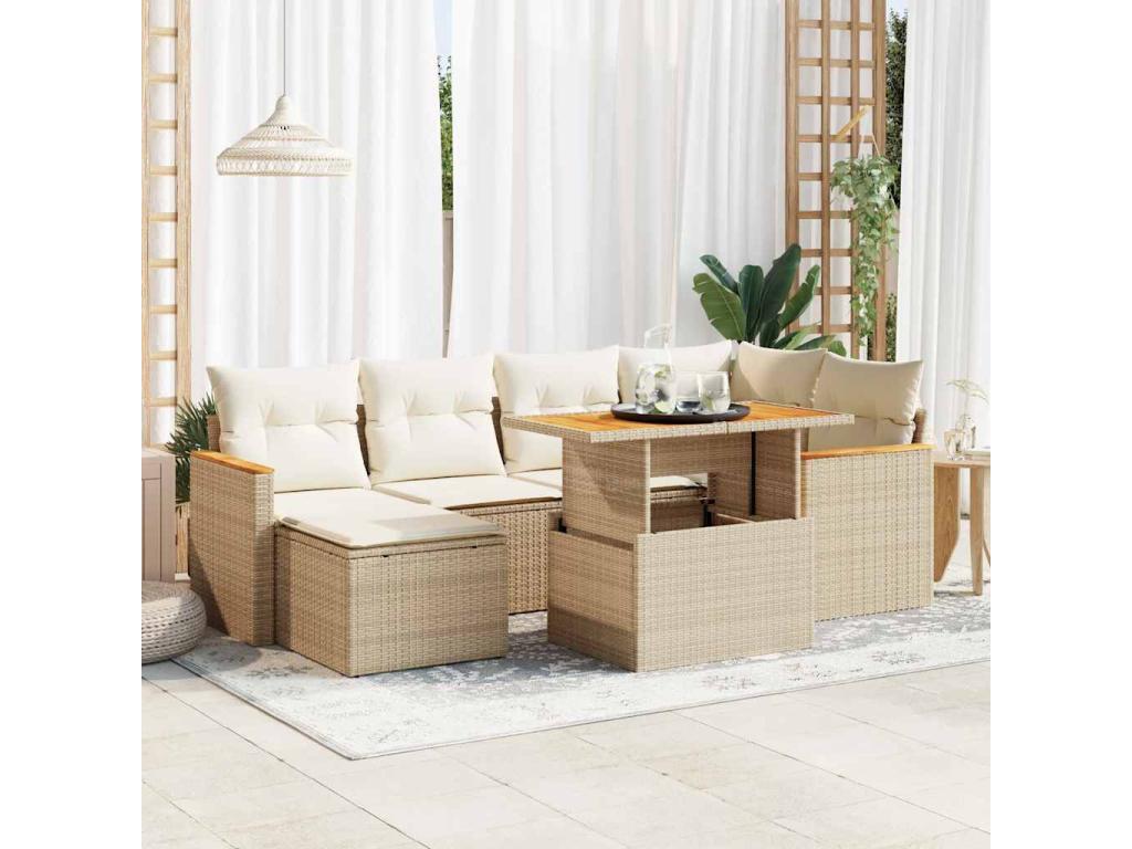 Ensemble de mobilier de jardin en résine tressée beige