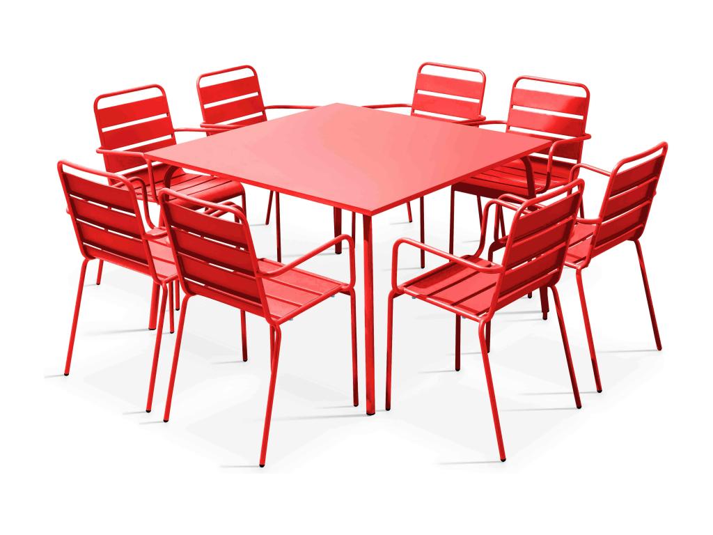 Table en métal rouge