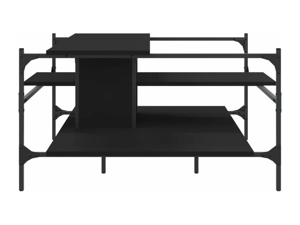 Table basse en bois composite noir, 100 x 100 x 48,5 cm