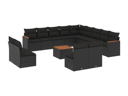 Ensemble de mobilier d'extérieur en résine tressée noire