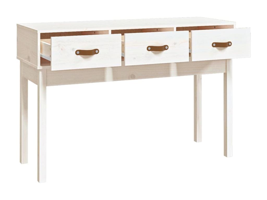 Table en bois massif blanc, 114 x 40 x 75 cm