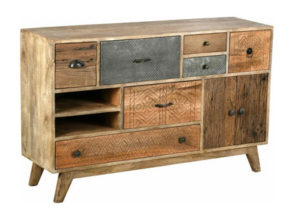 Commode en métal naturel, 120 x 35 x 76 cm