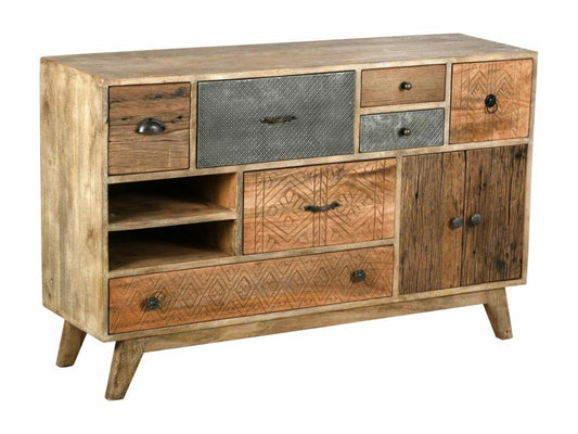 Commode en métal naturel, 120 x 35 x 76 cm