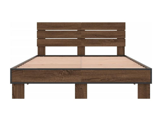 Cadre de lit en bois d'ingénierie brun, 135 x 190 cm