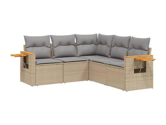 Ensemble de mobilier de jardin en résine tressée beige