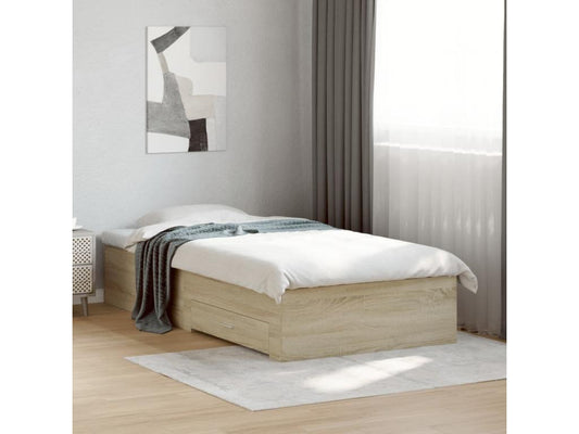 Cadre de lit en bois d'ingénierie brun, 90 x 190 cm