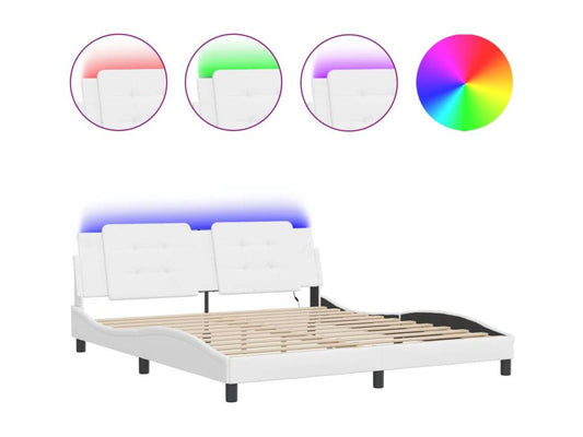 Cadre de lit en similicuir blanc, 180 x 200 cm