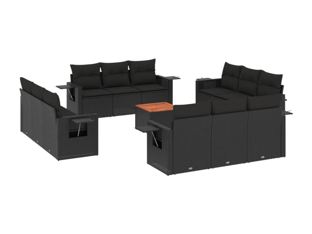 Ensemble de mobilier d'extérieur en résine tressée noire